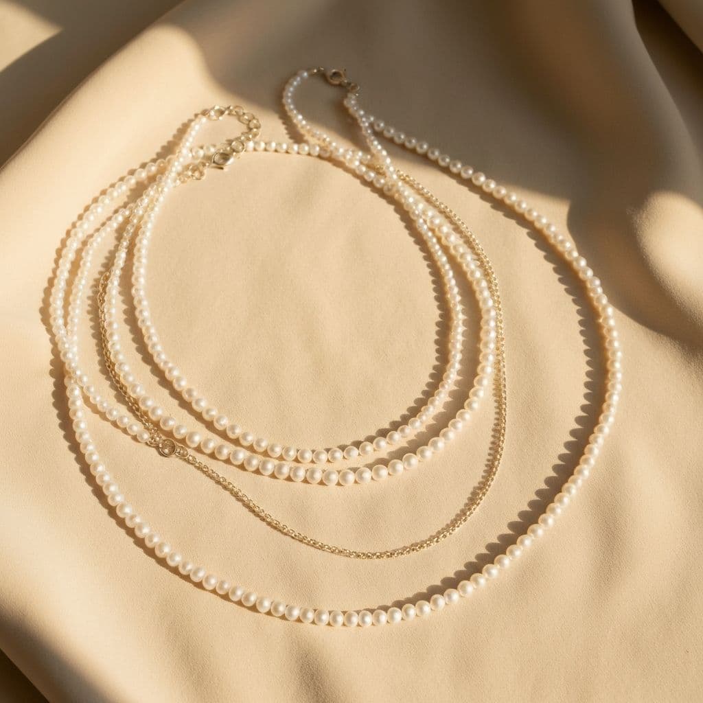 Casual weekend outfit with pearl jewelry